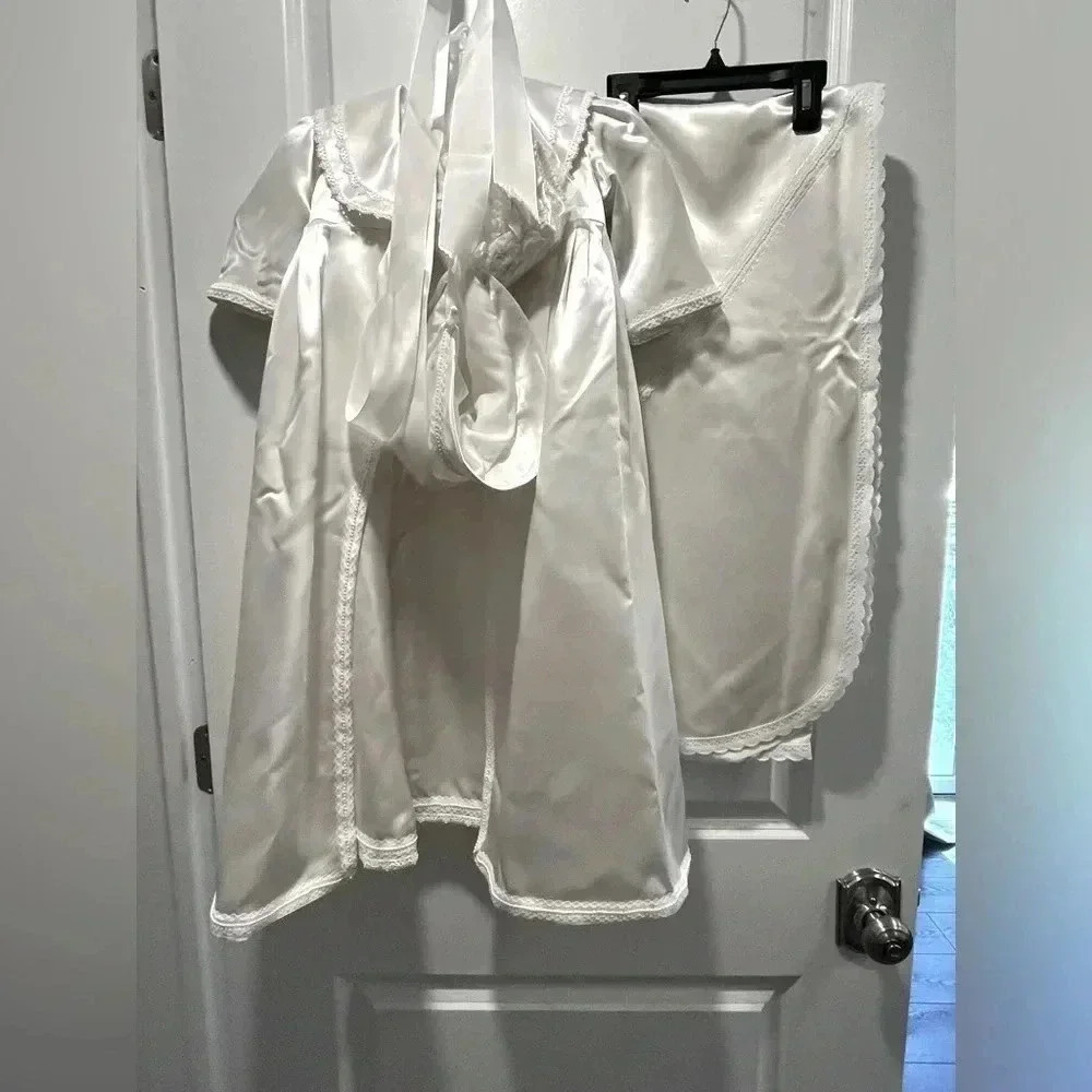 Vintage full complete christening baptism 6 piece set/outfit. Girl.